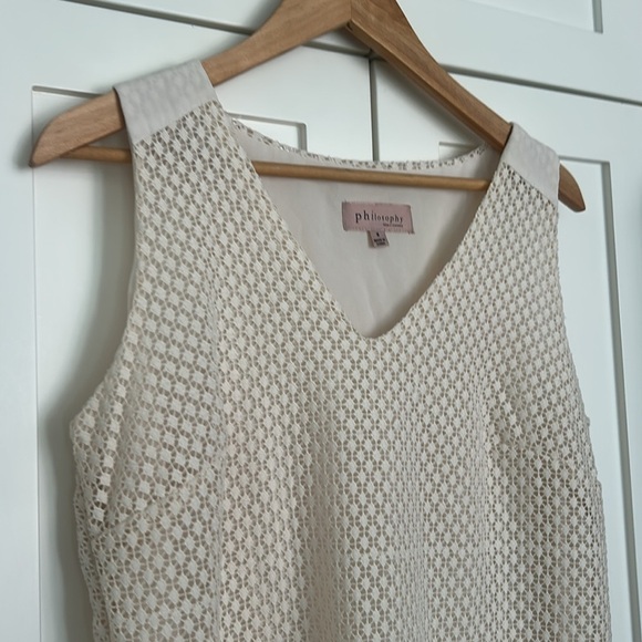 Philosophy Ivory Eyelet Sleeveless Vneck Shift Dress Size 8 - Picture 7 of 16